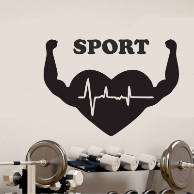Spor Salonu, Fitness Kalp Duvar Sticker