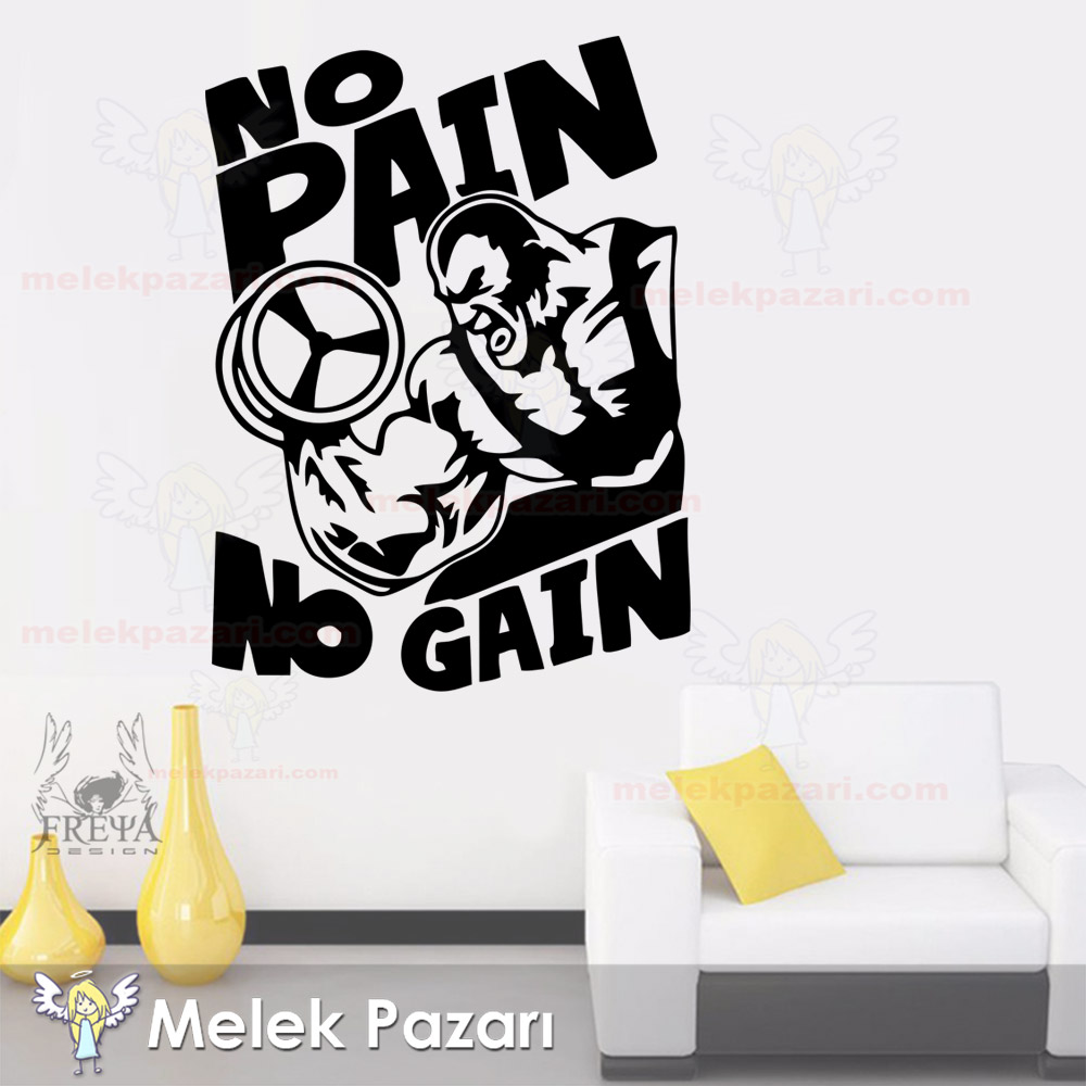 No Pain No Gain  Fitness, Spor Salonu Duvar Sticker