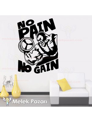 No Pain No Gain  Fitness, Spor Salonu Duvar Sticker