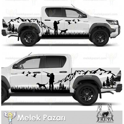 Avcı Sticker, Doğa Manzarası Off Road Çıkartma. Ördek Avı Sticker. Avcılık Araba Sticker.