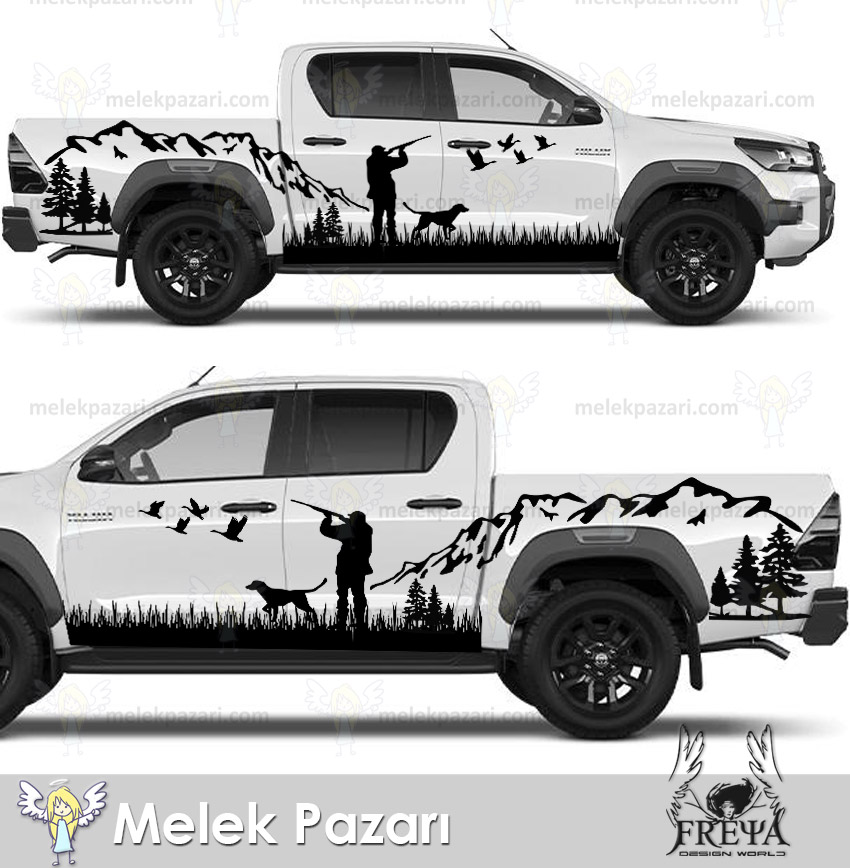 Avcı Sticker, Doğa Manzarası Off Road Çıkartma. Ördek Avı Sticker. Avcılık Araba Sticker.