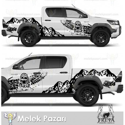 Dakar Off Road Kamyonet Sticker, Doğa Manzarası Off Road Çıkartma. Lastik İzi Araba Sticker