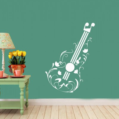 Floral Gitar Duvar Sticker