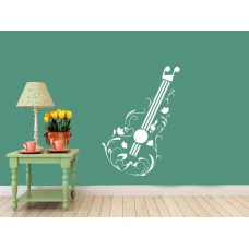 Floral Gitar Duvar Sticker 