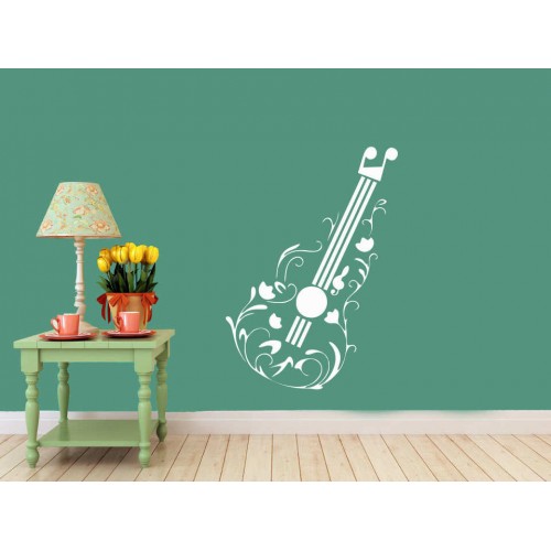 Floral Gitar Duvar Sticker