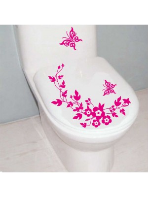 Kelebek ve Çiçek Klozet Banyo Sticker