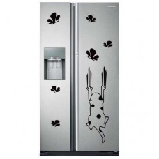 Köpek ve Kelebek Buzdolabı, Dolap Beyaz Eşya Sticker 