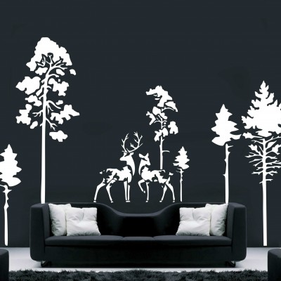Ormanda Gizli Geyikler Duvar Stickerı