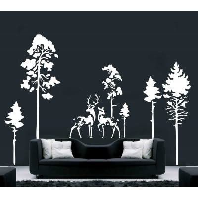 Ormanda Gizli Geyikler Duvar Stickerı