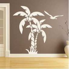 Palmiye Ağacı ve Martı Duvar Sticker
