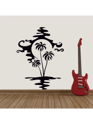 Palmiye ve Gün Batımı Duvar Stickerı Palmiye ve Gün Batımı Duvar Stickerı