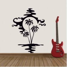 Palmiye ve Gün Batımı Duvar Stickerı 