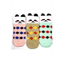 3 Çift Köpek Temalı 3 Boyutlu Kulaklı Pamuk Ekose Kadın Bilek Çorap 