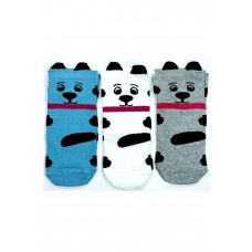 3 Çift Köpek Temalı 3 Boyutlu Kulaklı Pamuklu Yumuşak Kadın Bilek Çorap 