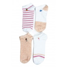 4 Çift Kadın Pamuk Minyatür Baskılı Modern Yumuşak Bilek Çorap 