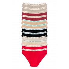 12 Adet Pamuklu Esnek Kadın Slip Bikini Külot Geniş Lastikli Baskılı 