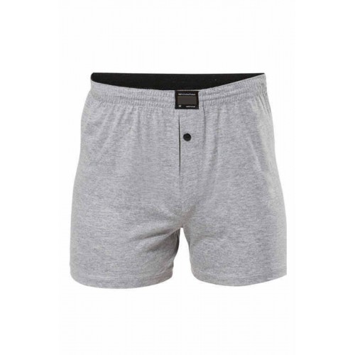 Düğmeli Pamuklu Erkek Penye Boxer Büyük Beden Gri - 1278A