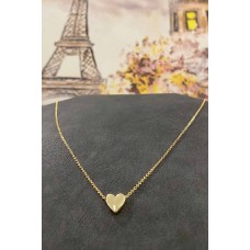 Altın Kaplama Minimal Kalp Tasarım İnce Zincirli Kolye 40 cm 