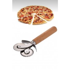 Çift Başlıklı Ahşap Saplı Pizza Kesici Hamur Kesici 