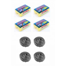 4 Adet Endüstriyel Bulaşık Teli ve 4 Adet Endüstriyel Çok Amaçlı Bulaşık Süngeri Seti 