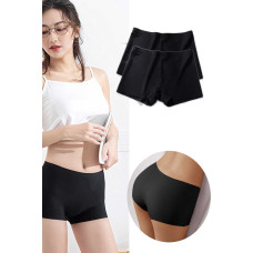 2 Adet Kadın Dikişsiz Görünmez İz Yapmaz Mini Şort Boxer Siyah 