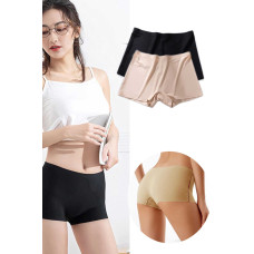 2 Adet Kadın Dikişsiz Görünmez İz Yapmaz Mini Şort Boxer Siyah Ten 