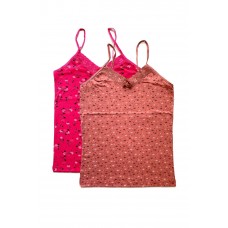 2 Adet Kadın Askılı Desenli Atlet Dantelli Empirme Pamuklu Penye D3-4 