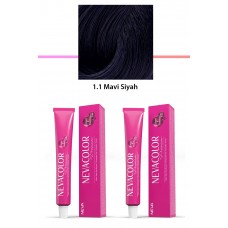 2 li Set Premium 1.1 Mavi Siyah - Kalıcı Krem Saç Boyası 2 X 50 g Tüp 