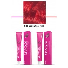 2 li Set Premium 0.66 Yoğun Ateş Kızılı - Kalıcı Krem Saç Boyası 2 X 50 g Tüp 