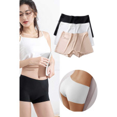 3 Adet Kadın Dikişsiz Görünmez İz Yapmaz Mini Şort Boxer Siyah Beyaz Ten 