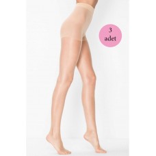 3 Adet Kadın Super İnce Mat 15 Den Külotlu Çorap Açık Ten 