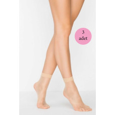 3 Adet Kadın Ten Süper 15 Mat Soket Çorap Açık Ten 