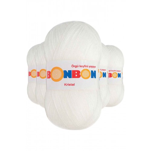 5 Adet Kristal El Örgü Lif İpi Beyaz 98200