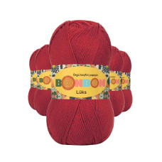 5 Adet Lüks Patik İpi Yünü Koyu Kırmızı 98676 