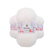 5 Adet Baby One Tüylenmeyen El Örgü İpi Yünü Kar Beyaz K010 