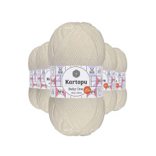 5 Adet Baby One Tüylenmeyen El Örgü İpi Yünü Kırık Beyaz K019 