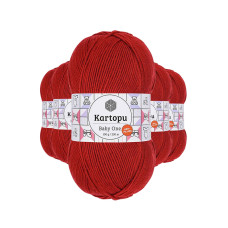 5 Adet Baby One Tüylenmeyen El Örgü İpi Yünü Koyu Kırmızı K129 