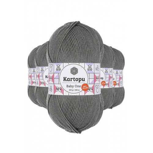 5 Adet Baby One Tüylenmeyen El Örgü İpi Yünü Koyu Gri K1921