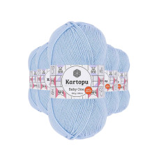 5 Adet Baby One Tüylenmeyen El Örgü İpi Yünü Mavi K544 