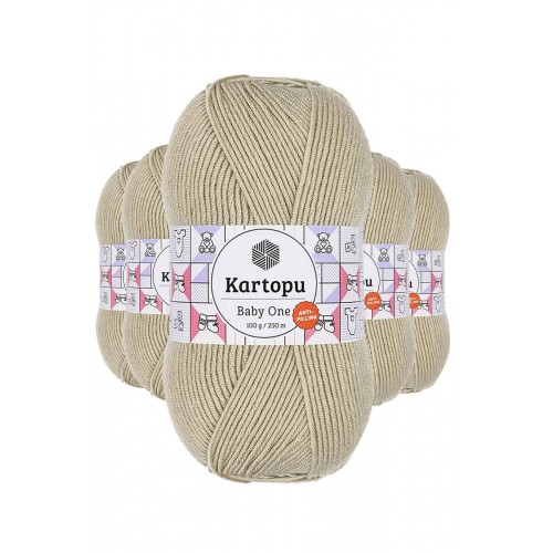5 Adet Baby One Tüylenmeyen El Örgü İpi Yünü Bej K861