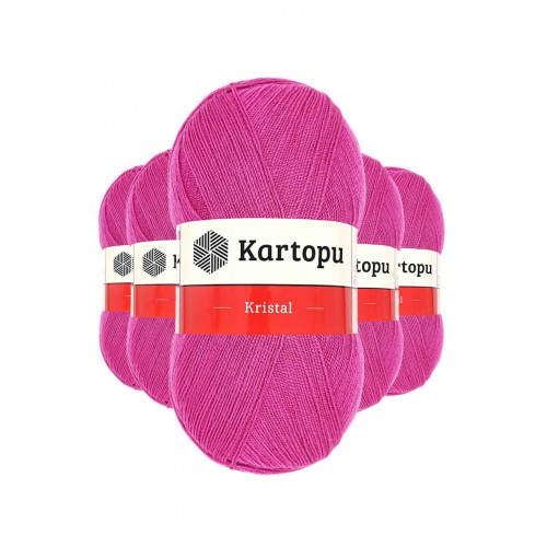 5 Adet Kristal Çift Katlı El Örgü Lif İpi Fuşya K440