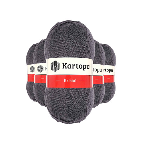 5 Adet Kristal Çift Katlı El Örgü Lif İpi Kömür Gri K556