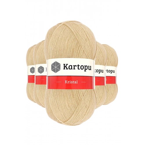 5 Adet Kristal Çift Katlı El Örgü Lif İpi Sütlü Kahve K884