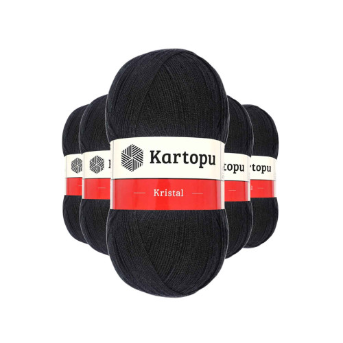 5 Adet Kristal Çift Katlı El Örgü Lif İpi Siyah K940