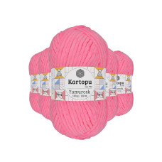 5 Adet Yumurcak Kadife El Örgü İpi Fosfor Pembe K773 