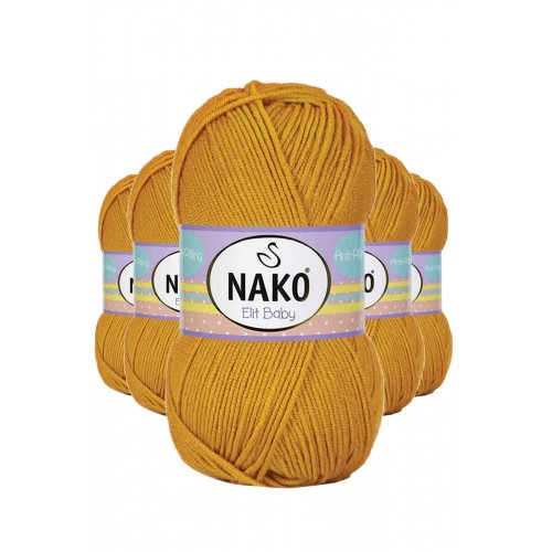 5 Adet Elite Baby El Örgü İpi Tüylenmeyen Bebek Yünü Parlak Altın 1636