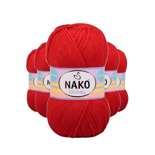 5 Adet Elite Baby El Örgü İpi Tüylenmeyen Bebek Yünü Alev Kırmızı 207