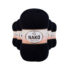 5 Adet Süper İnci El Örgü İpi 100 gr Siyah 217 