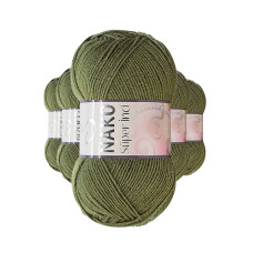 5 Adet Süper İnci El Örgü İpi 100 gr Haki 4234 