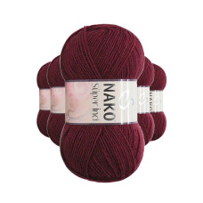 5 Adet Süper İnci El Örgü İpi 100 gr Bordo 999 